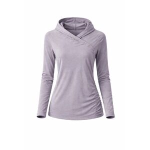 Simms Fishing Women's Purple Grid Fleece Hoodie Snap Neck Top- L